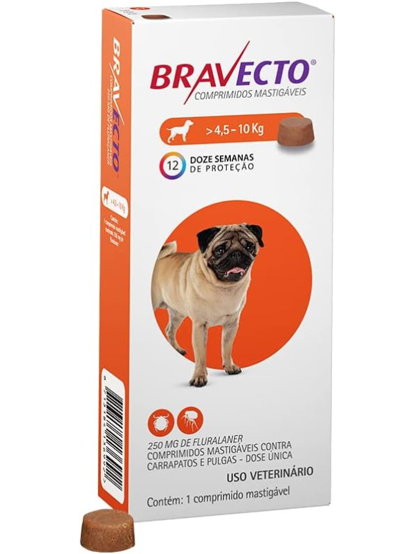 Bravecto Transdermal 250mg Cães 4,5kg à 10kg Raças Pequenas